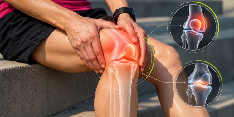 Corredor con análisis biomecánico de las articulaciones patelofemoral y tibiofemoral de la rodilla