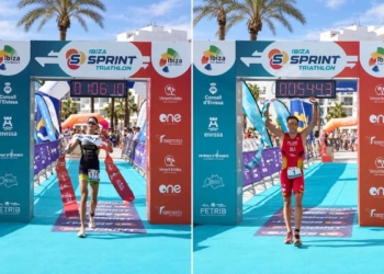 Lucía Gracia y Arcadi Sala ganadores del Ibiza Sprint Triathlon 2026 en Ses Figueretes