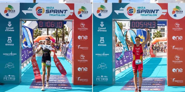 Lucía Gracia y Arcadi Sala ganadores del Ibiza Sprint Triathlon 2026 en Ses Figueretes